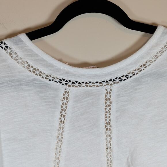 Soft Surroundings White Floral Applique Crochet Long Sleeve Blouse - Picture 6 of 9